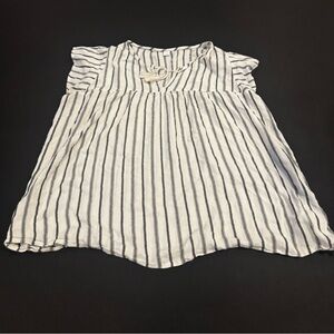 Old Navy Striped Peasant Blouse XL Flutter Sleeve Boho Linen Blend Top